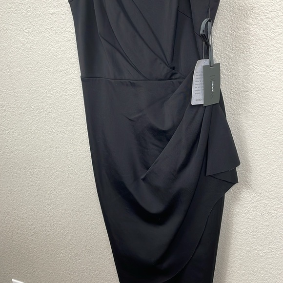 NWT Vera Wang Sleeveless Stretch Cocktail Dress Side Ruffle Slit Neck LBD Sz 4 - Picture 5 of 14